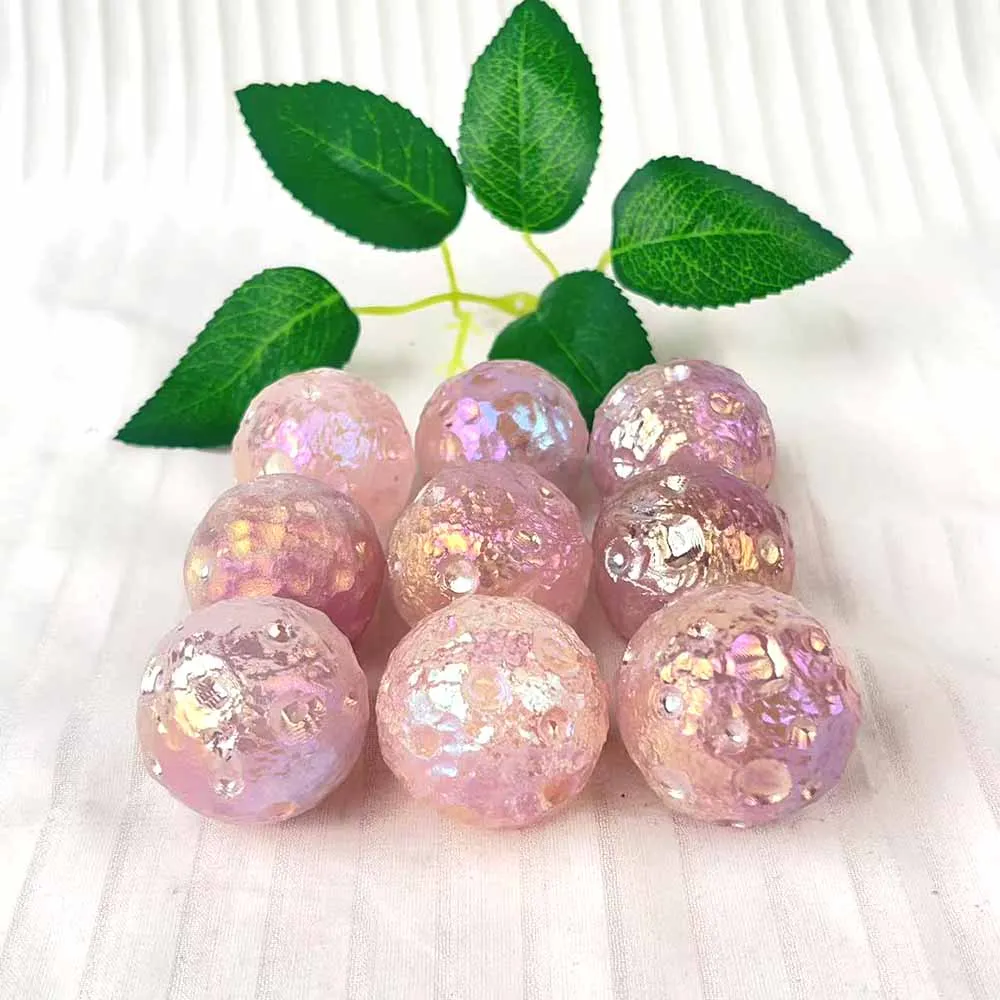 1PC Natural Crystal Aura Rose Quartz Moon Spheres Handmade Crystal Carving Crafts For Home Decoration Study Decoration Ornament