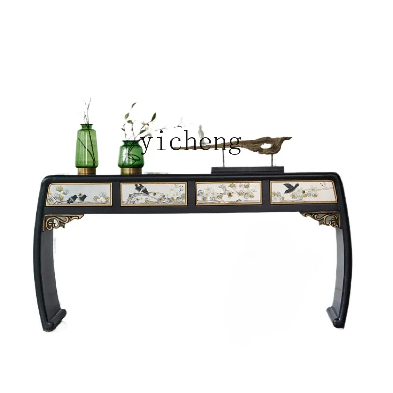 Zf new Chinese-style middle hall Zen strip case against the wall table incense case solid wood strip table end view table