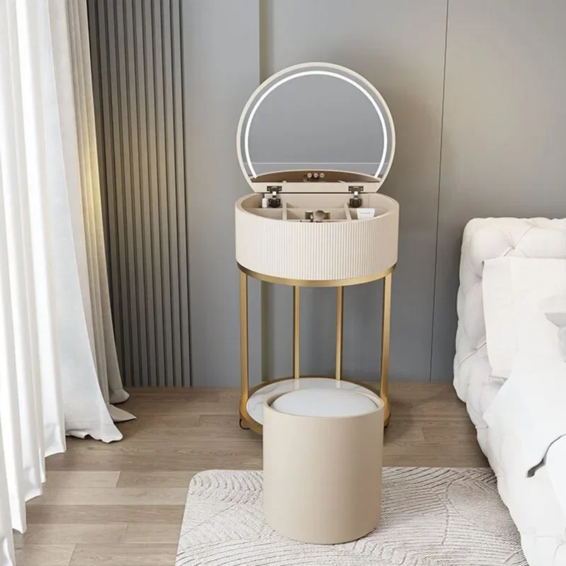 Storage Led Lights Dressing Table Drawer Nordic Smooth Living Room Makeup Dressing Table Girls Home Meuble De Chambre Decoration