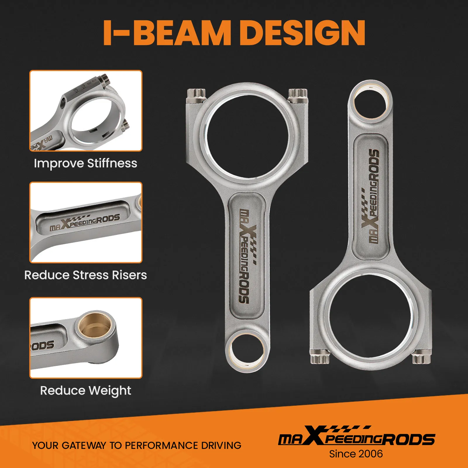 Maxpeedingrods Forged I-Beam Connecting Rods For Acura Honda B18A B18B ARP L19 Conrods Balanced Floating EN24 Bellie