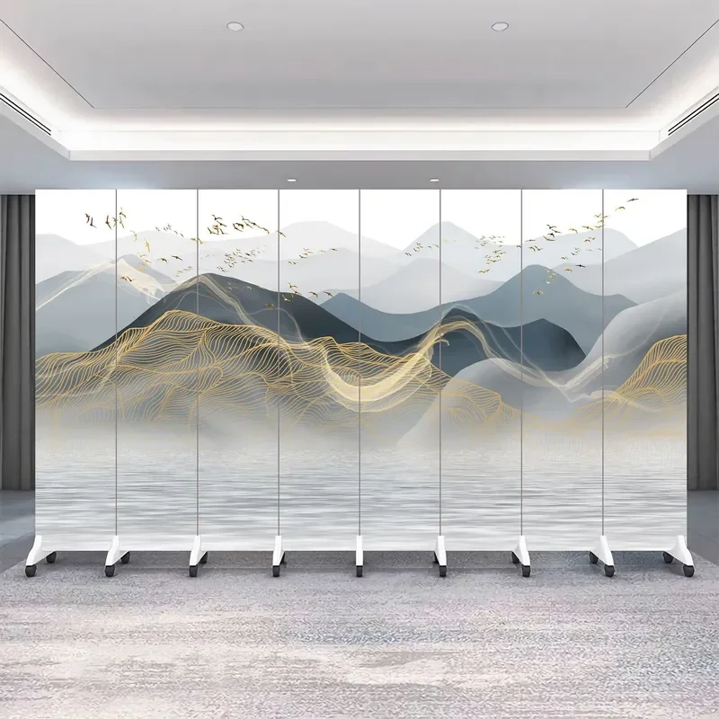 New Creative Landscape Painting Partition Screen Simple Chinese Style Anti-Penetration Entrance Mobile Screen for Living Room