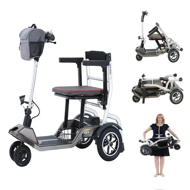 Portable Lightest 4 Wheel Foldable Electric Mobility Scooters for Disabled Elderly