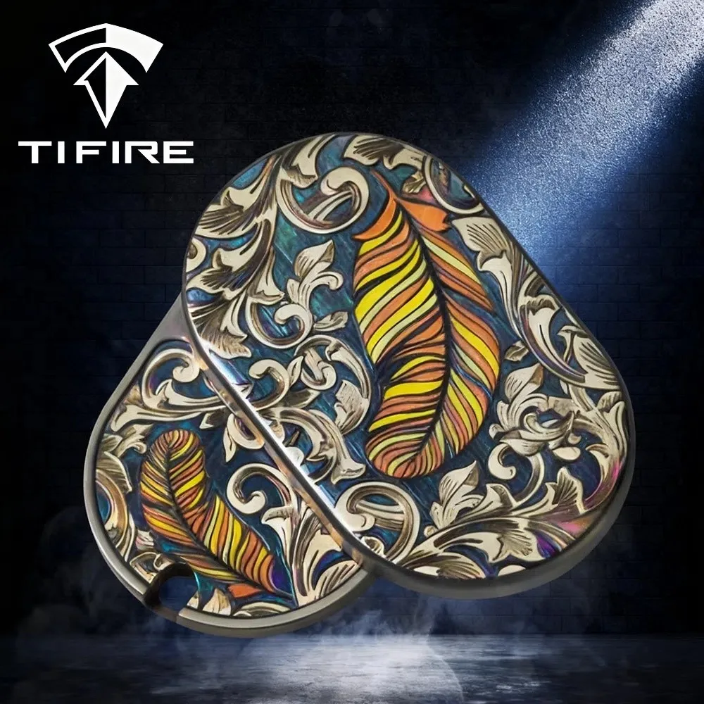TIFIRE EDC Titanium Feather Fidget Slider Rotates Left And Right 360° Fidget Toys For Adults Push Slider Office Desk Anxiety Toy