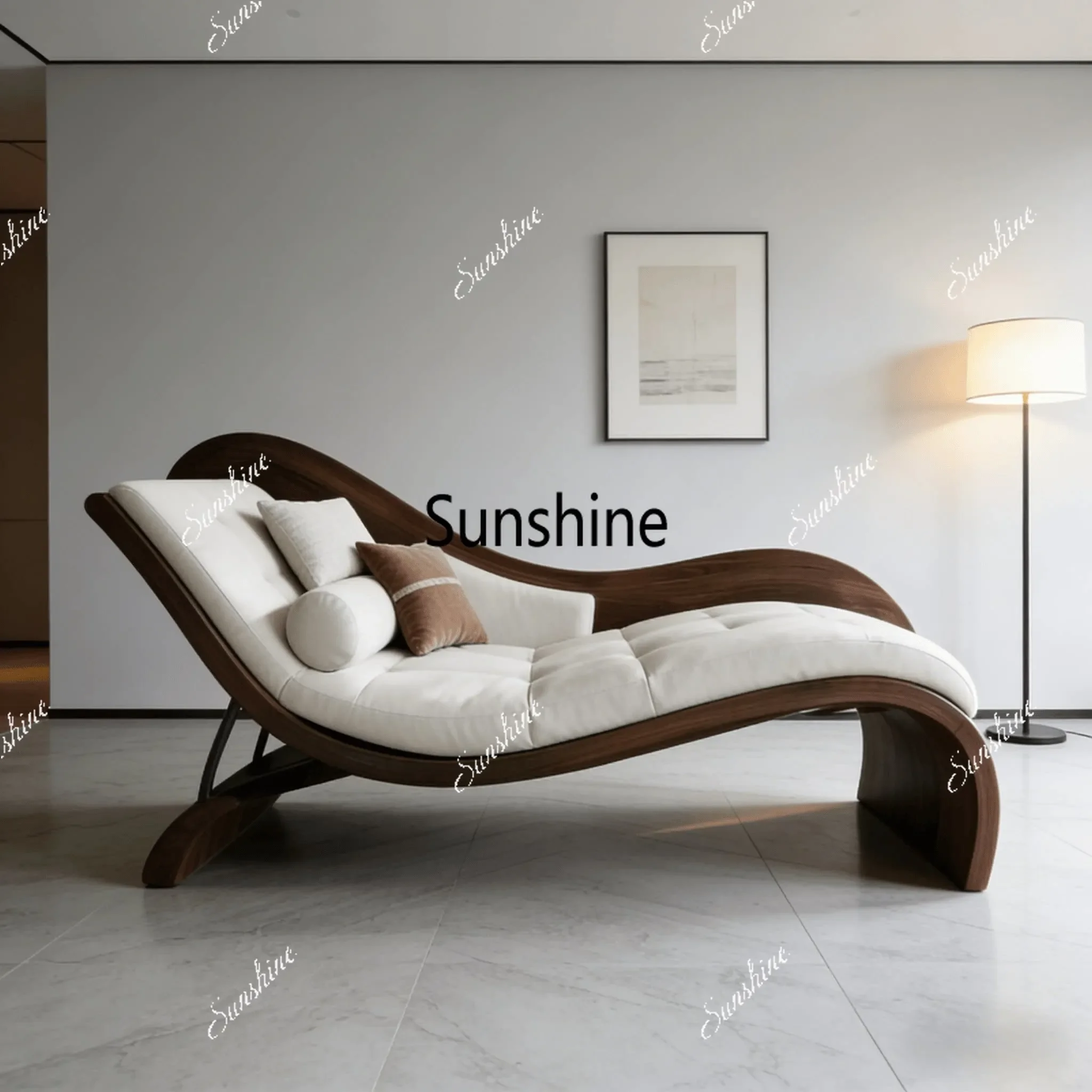 

New Chinese style, solid wood, sofa light luxury, modern minimalist chaise longueY