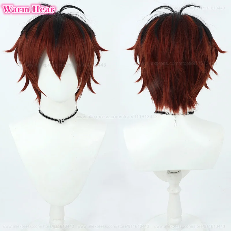 

New! Stark Cosplay Wig Anime Unisex 30cm Short Red Black Cosplay Anime Wig Heat Resistant Hair Halloween Party Role Play Wigs