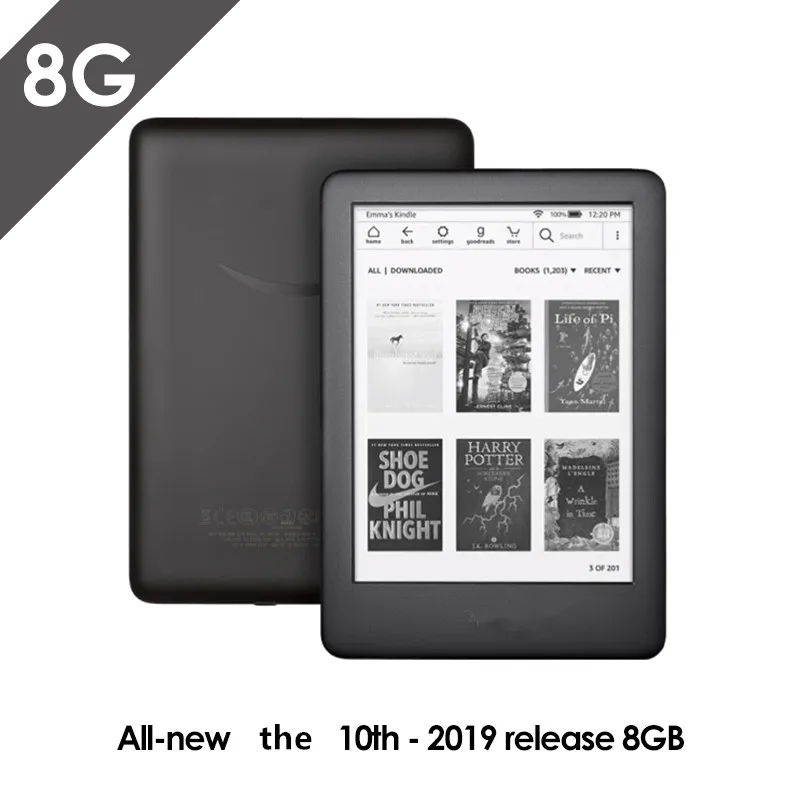 All-new  Black 2019 version with a Built-in Front Light, Wi-Fi 4GB 8GB eBook e-ink screen 6-inch e-Book Readers for kindle