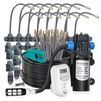 15-5M 1/4” Hose Adjustable 360° Flexible Brass Mist Nozzle Garden Irrigation Pump Sprinkler Kit Quick Link Spray Cooling System