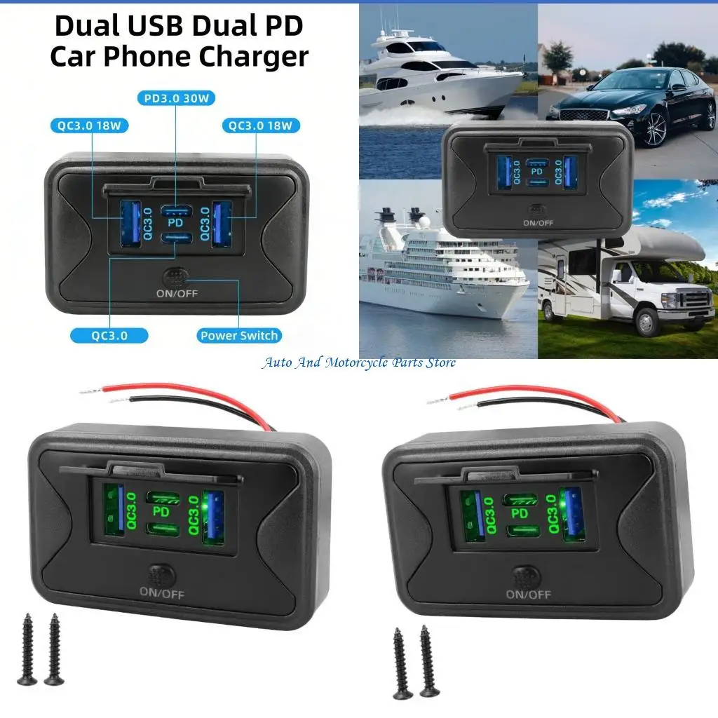 P9FD Advanced 4 Car Charging Power Adapter Provide Fast Charging for Marine