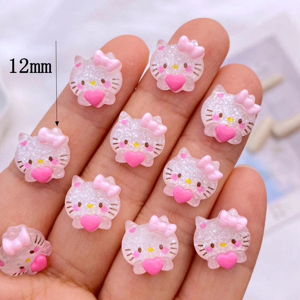 20Pcs New Cute Resin 12mm Mini Shiny Little Cat  Flatback Ornament Jewelry Making Manicure Hairwear Accessories