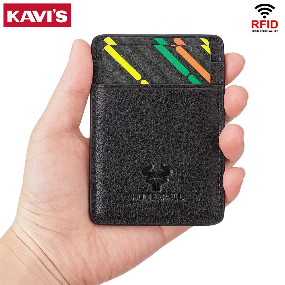 KAVIS 100%Genuine Leather Small Card Organizer Super Slim Multi Card Slot Purse Casual New Fashion Credit Card Bag ﻿