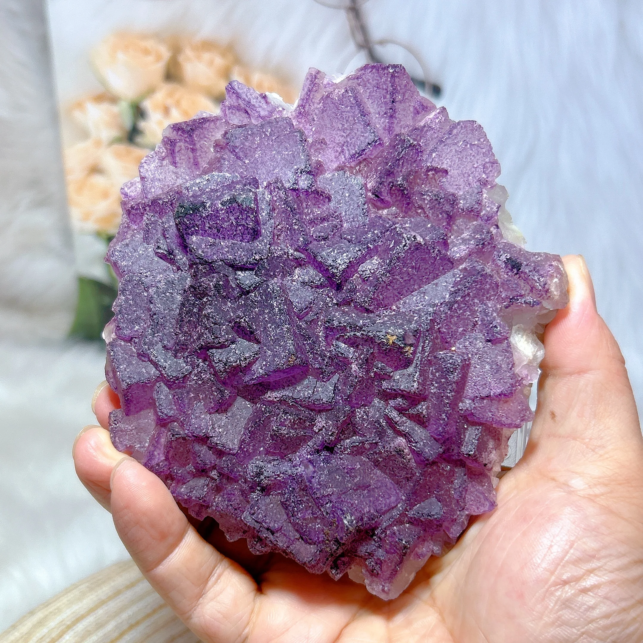 Healing High Quality Natural Crystal Megenta Fluorite Cube Specimen Raw Stone Gemstones Reiki Home Decorations Room Decor Gift