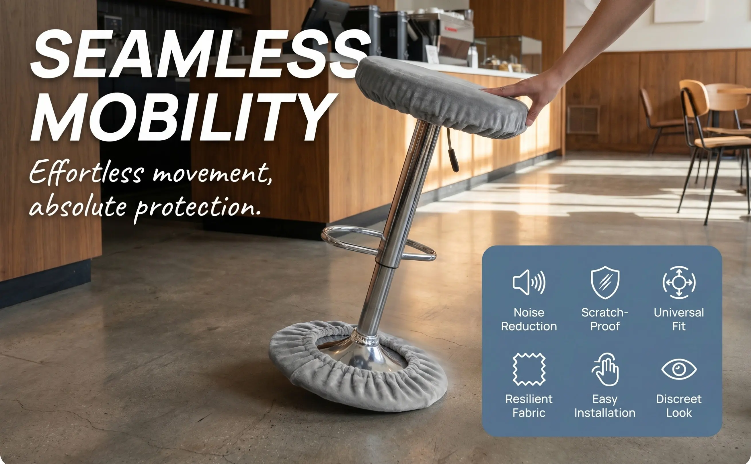 Grey Bar Stool Floor Protector Anti Slip Scratch-Proof Bar Chair Base Cover Silent Floor Protector for Kitchen Office