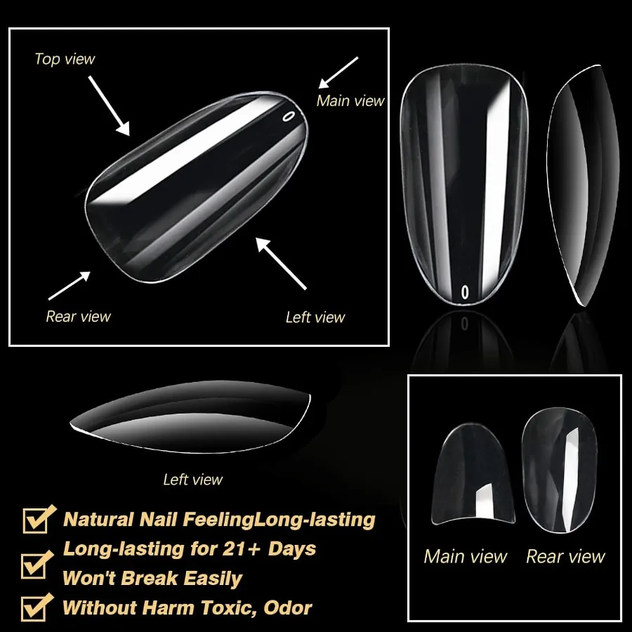 600 pièces sculptées moyen rond doux Gel ongles conseils professionnel faux ongles conseils avec boîte 14 tailles couverture complète clair acrylique Pr sur faux