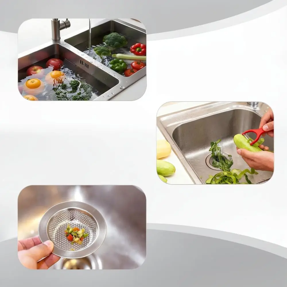 Stainless Steel Kitchen Sink Drain Strainer Garbage Disposal Splash Guard Stopper Plumbing Parts For Household Basin