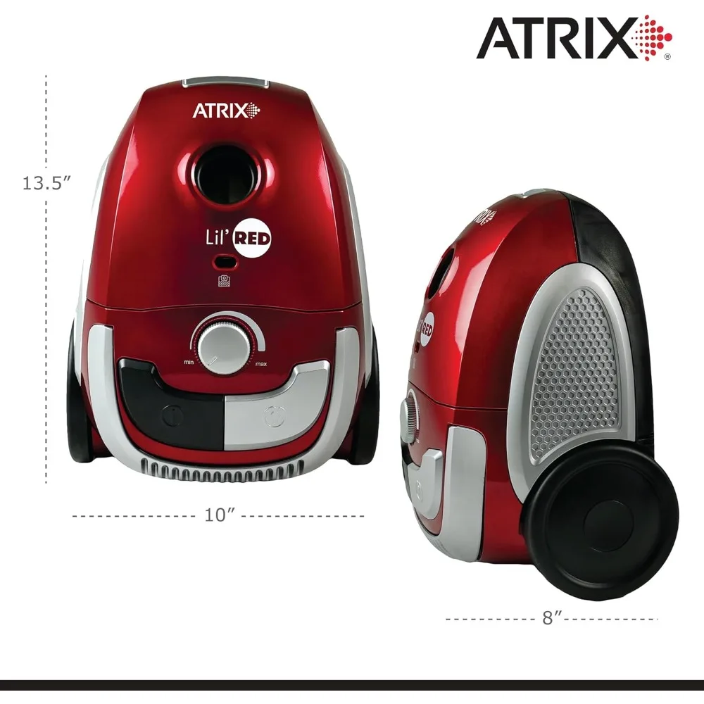 AHSC-1 Atrix Lil Red Canister Vacuum Portable Canister Vacuum مع فلتر HEPA سعة 2 لتر ومحرك متغير السرعة