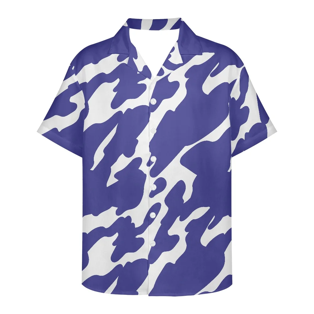 

Summer Beach Blouse Tops Fashion Milk streaks Pattern Printing New Men's Shirt Men Breathable Casual V neck Short Sleeve Shirt