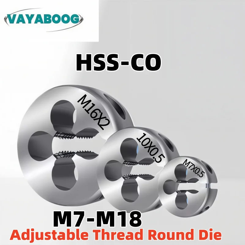 HSS-CO Adjustable Thread Round Die M7M8M9M10M12M1M14M15M16M18X0.5X0.75X1X1.25 Strengthen stainless steel Screw Threading Diess