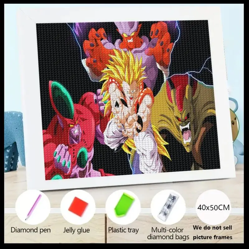 

1 шт. 5D DIY комплект алмазной живописи, Dragon Ball Z Super Saiyan Gotenks, аниме, манга, персонажи мультфильмов и эпическая боевая сцена, фэнтези,