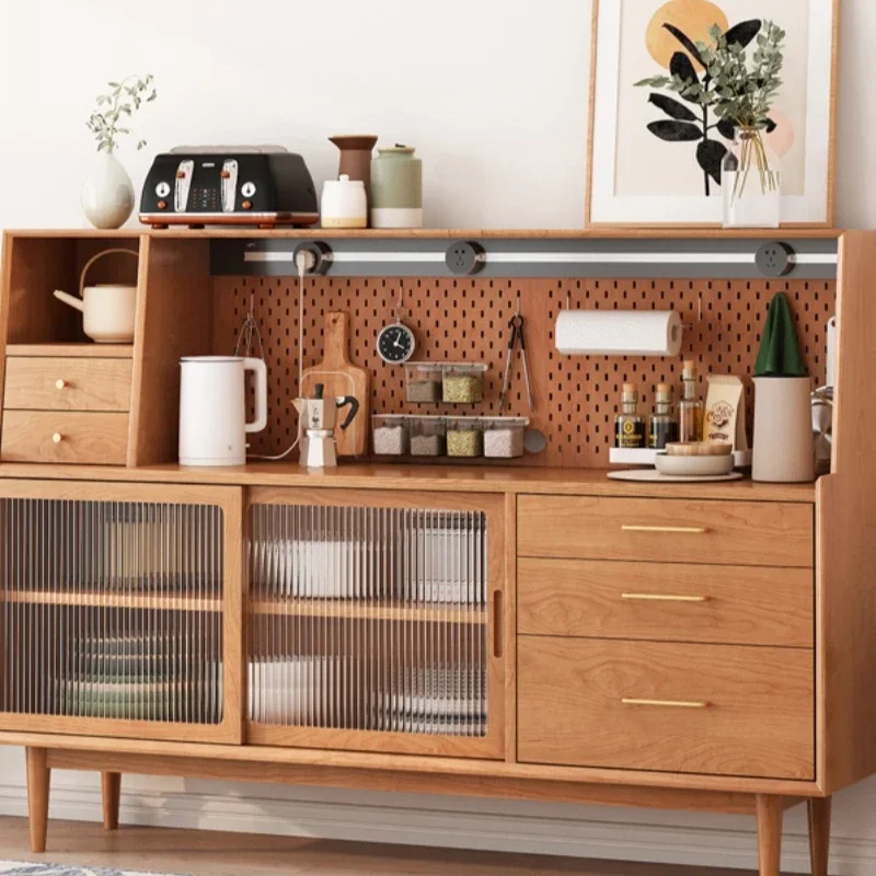 

Solid wood dining side cabinet Cherry wood Japanese Nordic tea cabinet Locker