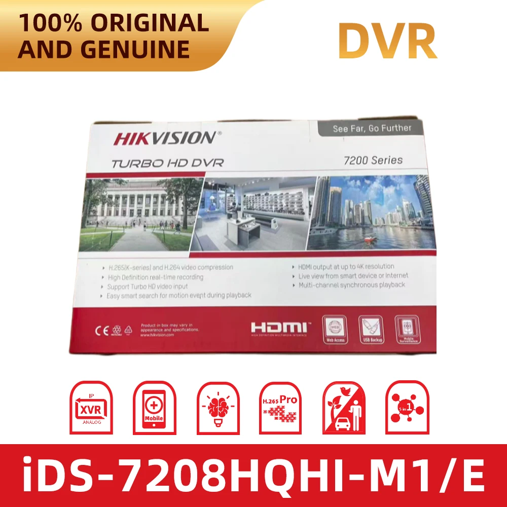 Hikvision iDS-7208HQHI-M1/E 8CH 5M Lite XVR AcuSense Human Vehicle Detection H.265 Pro+ 1SATA Turbo HD DVR Support TVI AHD CVI C