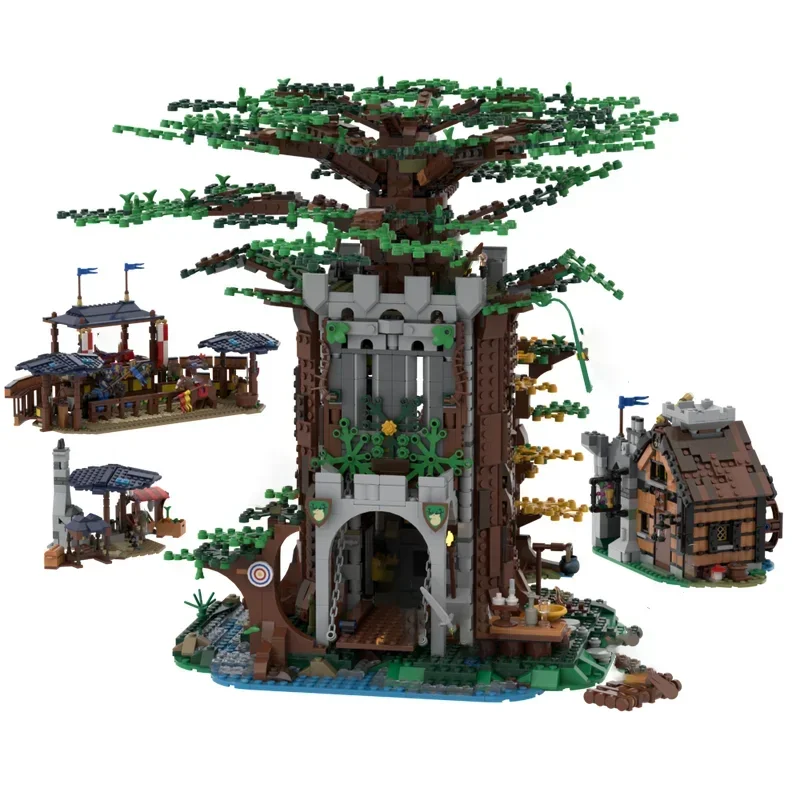 Blocs de construction Moc modulaires pour forestier, forteresse et jouille, modèle de tournoi, briques technologiques, cadeaux de construction, jouets d'assemblage à monter soi-même