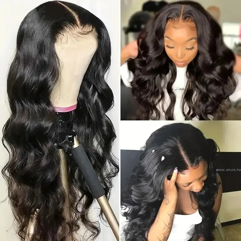 13x4 Lace Frontal Wigs Natural Black 5x5 Glueless Body Wave PrePlucked 13X6 Front Water Wave For Women Human Hair 26 Inches