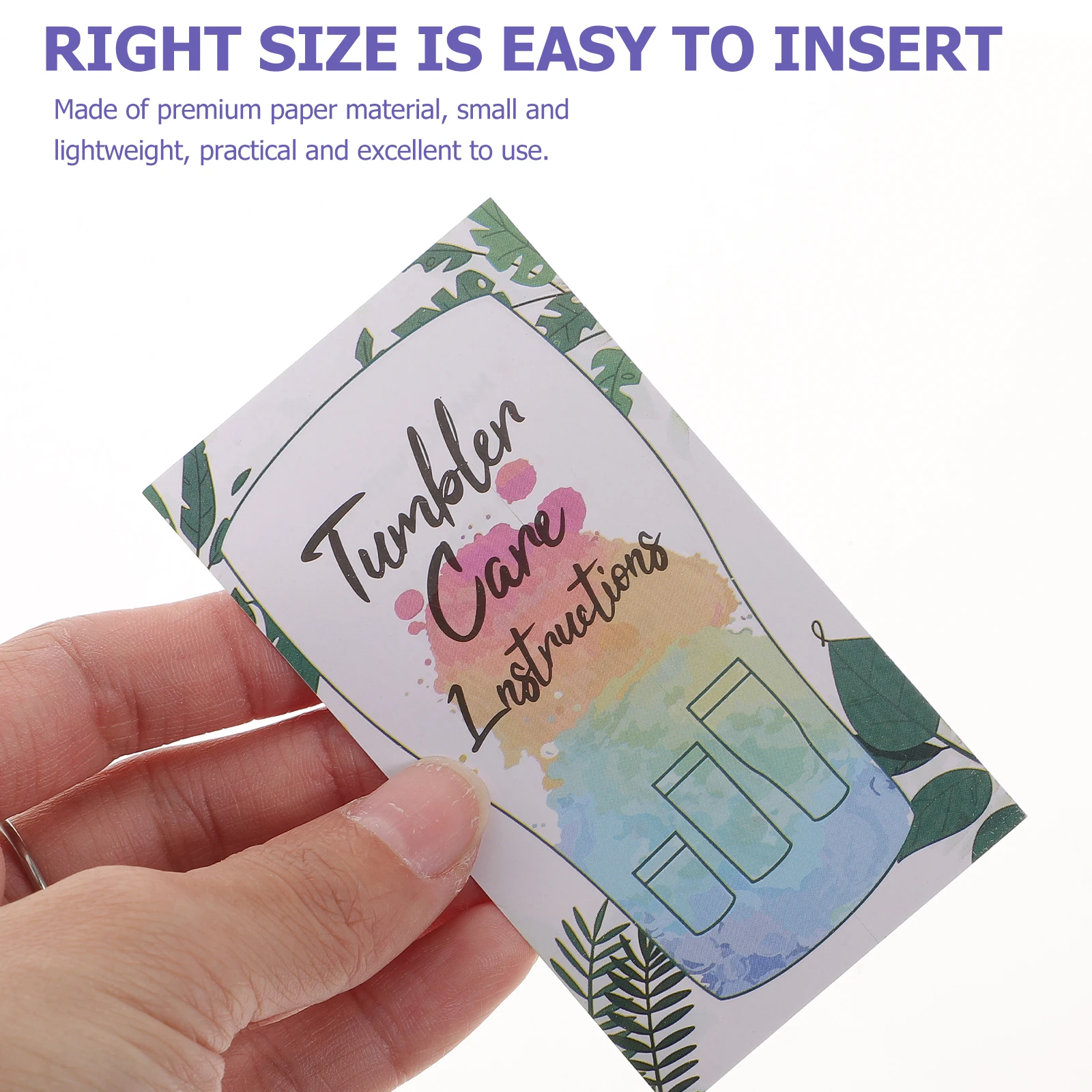 

100 Sheets Tumbler Care Cards Glass Cup Guide Tags Thick Paper Instructions Small Business Packing Cards