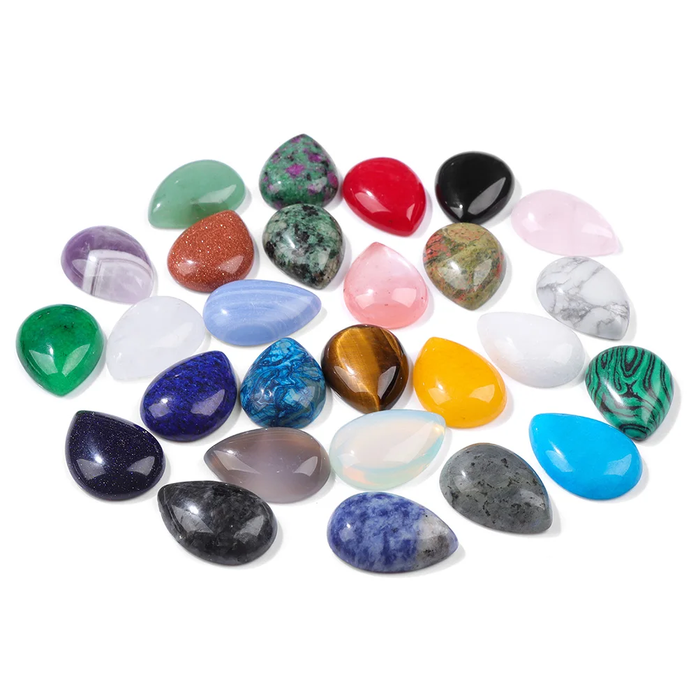 

18x25mm 10pc Natural Stone Cabochon Water Drop Embossed Fit DIY Ring Earring Necklace Making Jewelry Fnding Needlework Accessory