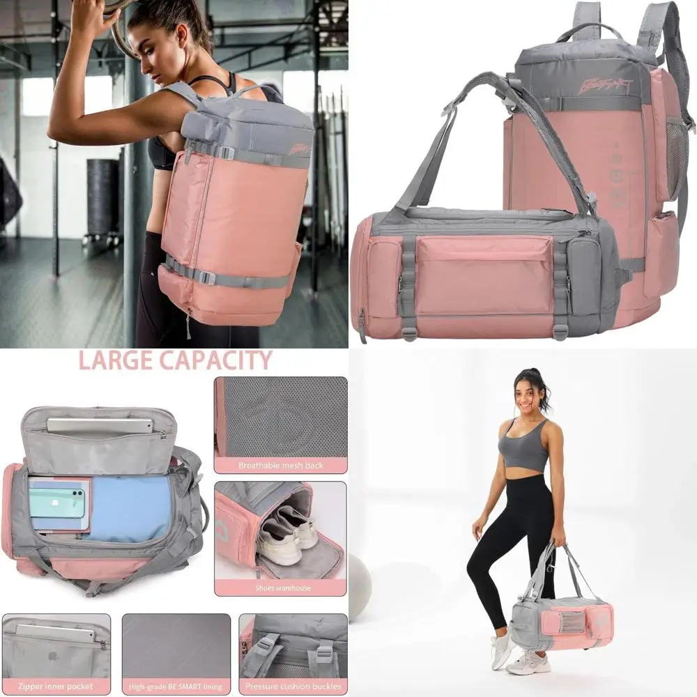 

2-in-1 Convertible Gym and Travel Bag with Shoe Compartment - 32L Waterproof Large Backpack for Women, Ideal for Workouts, Hikin