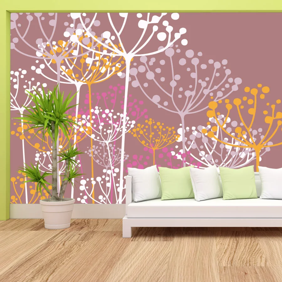 Self Adhesive Wallpaper for Living Room Wall Papers Home Decor Decoration Flower Dandelion Renovation Corridor Background Mural
