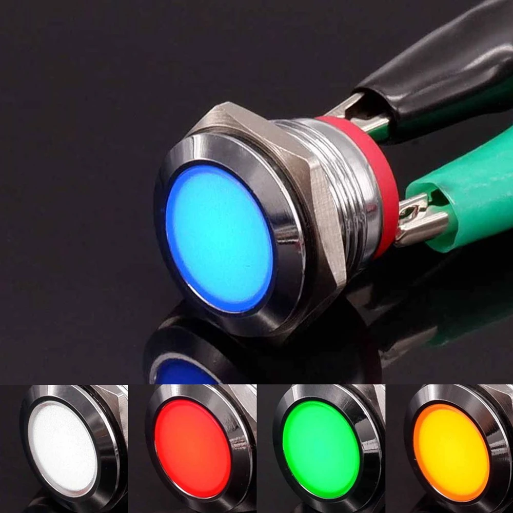 16mm Metal Indicator Light Screw Terminal Pin  Terminal LED Signal Light Power Supply Indicator Lamp 3v 6v 12v 24v 110v 220v