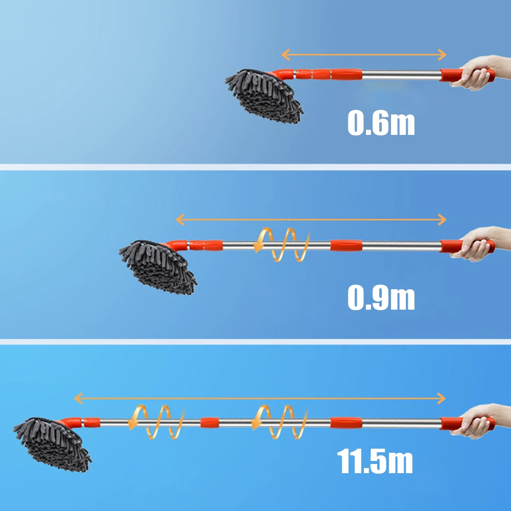 Roof Window Cleaning Maintenance Double Brush Head Rotating Auto Accessories Three-Section Telescopic Auto Supplies Car Wash Mop