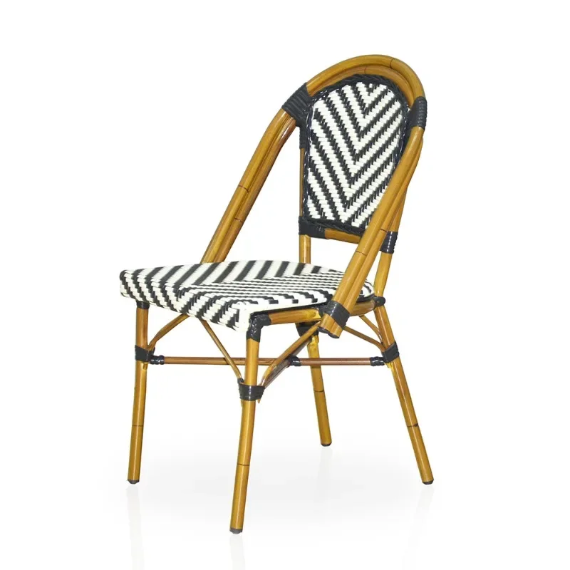 Outdoor restaurant chair, theme music dining bar cafe chair, aluminum tube V-shaped outdoor rattan chair can be stacked