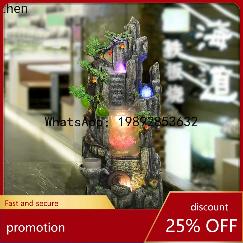 YFY  ZK Chinese Style Rockery Water Fountain Living Room Wealth-Attracting Fish Tank Home Decoration