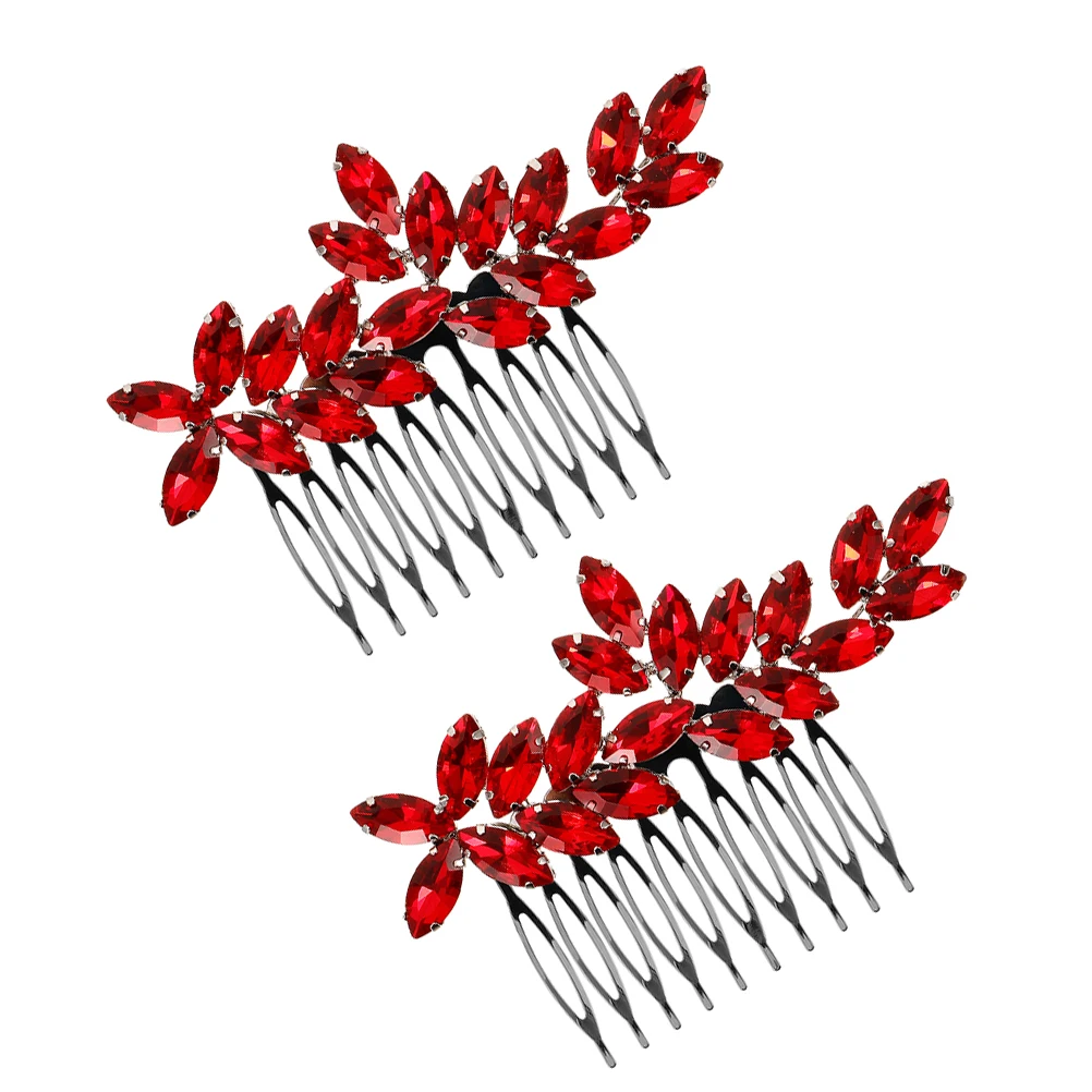 

2Pcs Rhinestone Tuck Combs Colorful Bride Hair Accessories Wedding Hairstyle Versatile Design Durable Metal Bridal Side Combs