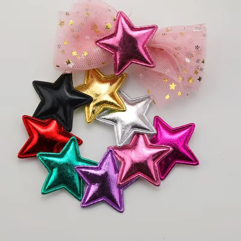 50 pieces of 3.3CM pentagonal star ultrasonic embossed hairpin headbands, hat covers, packaging decorations