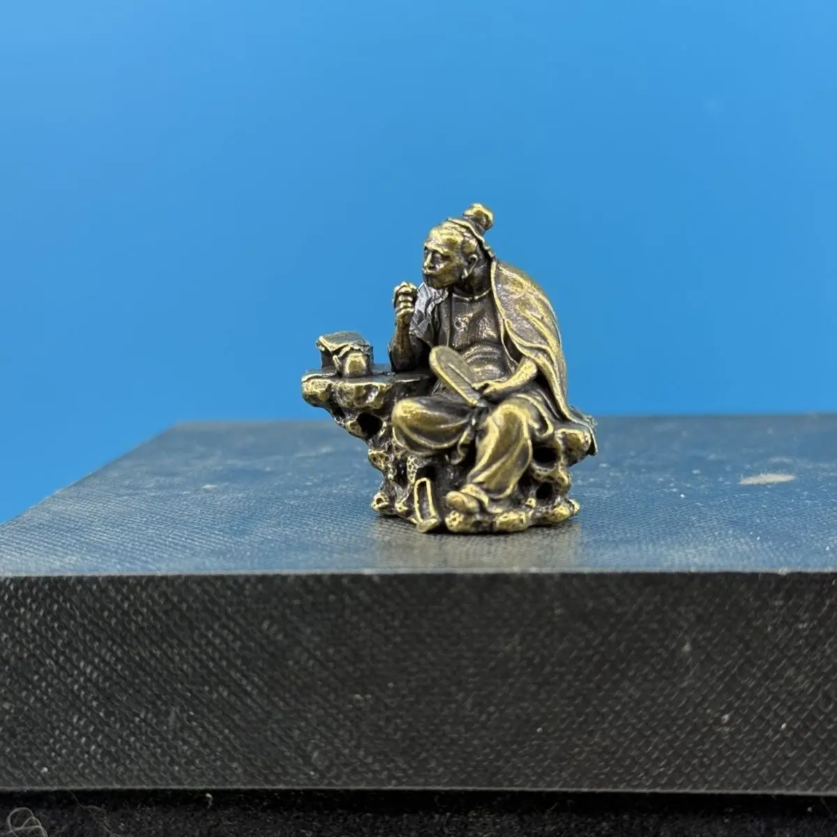Brass Antique-style Tea Sage Lu Yu Tea Tasting Table Decoration, Home Aquarium Landscape Ornament, Zen Desktop Decor