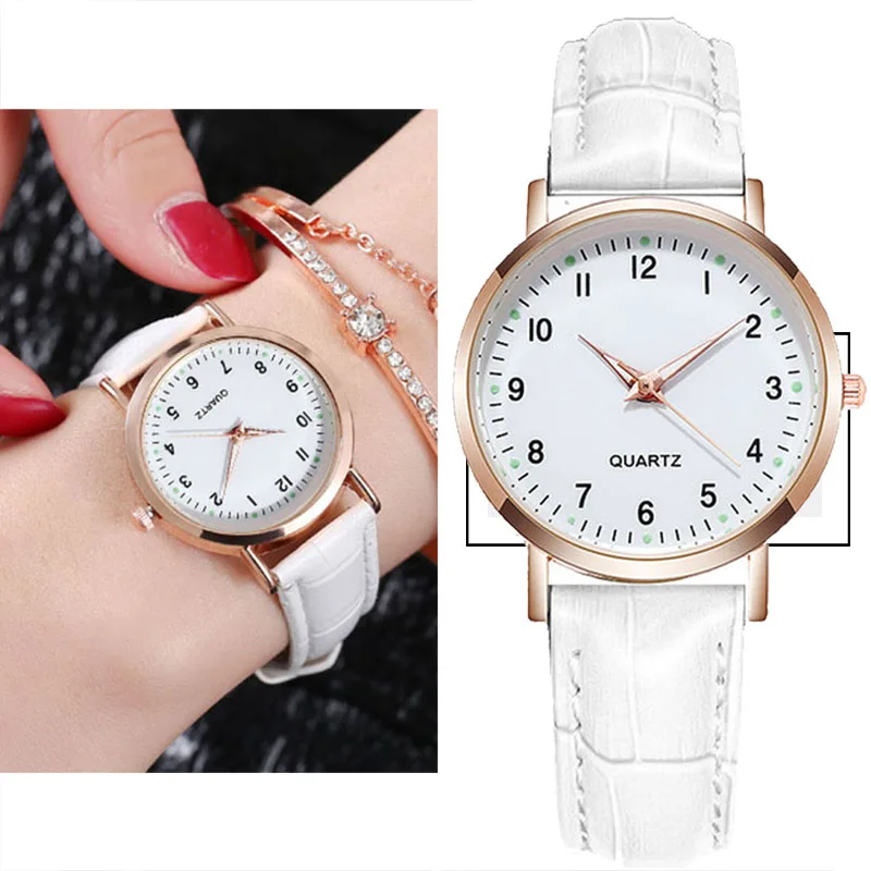 

Fashion Ladies Watch Leather Luminous Quartz Watch Ins Simple Casual College Small Fresh Female Watch Women Clock Reloj Mujer