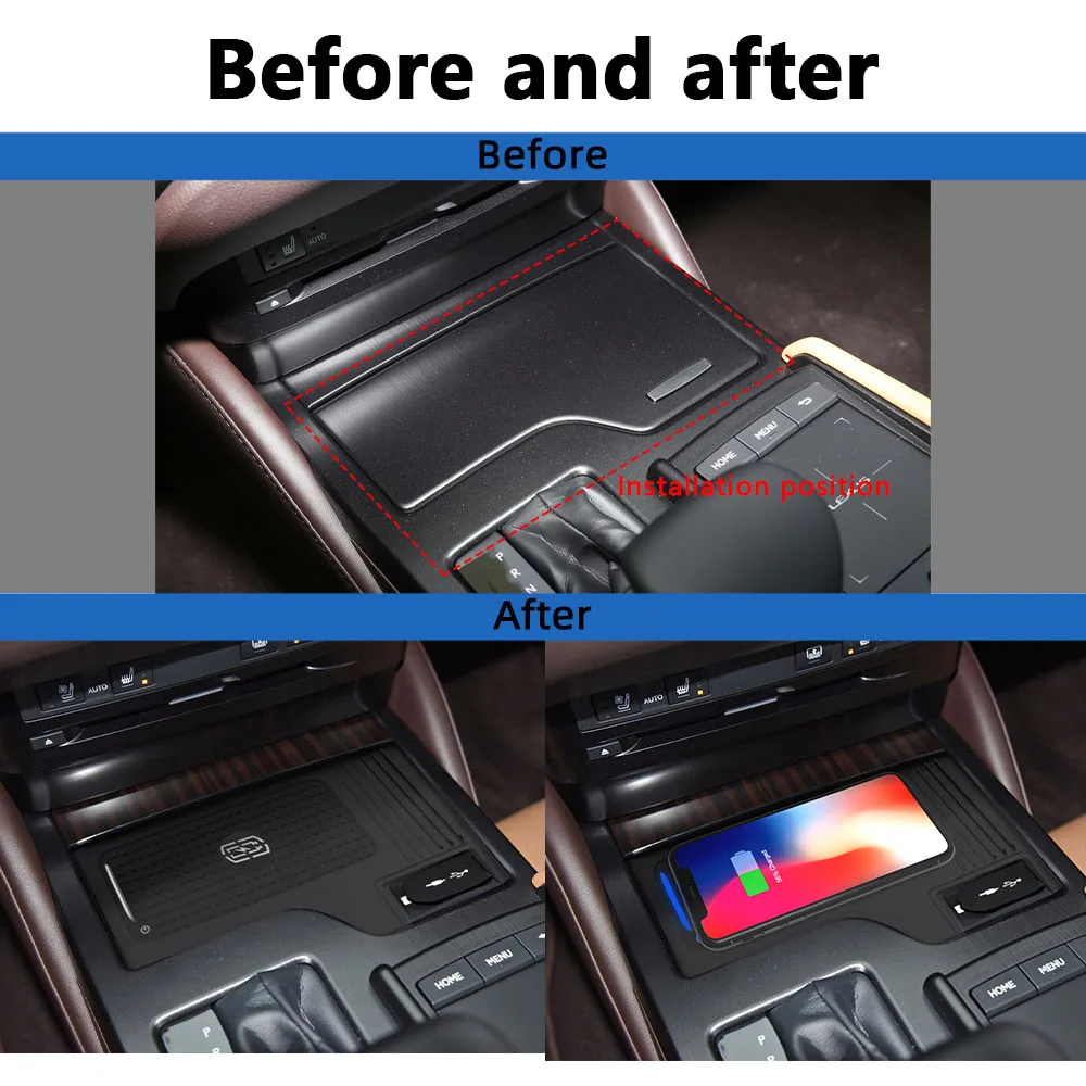 Car ChargerQi Car Wireless Charger For Lexus ES 2018 2019 2020 15W Fast Charging Pad Android Iphone Smart Plate Auto Accessories