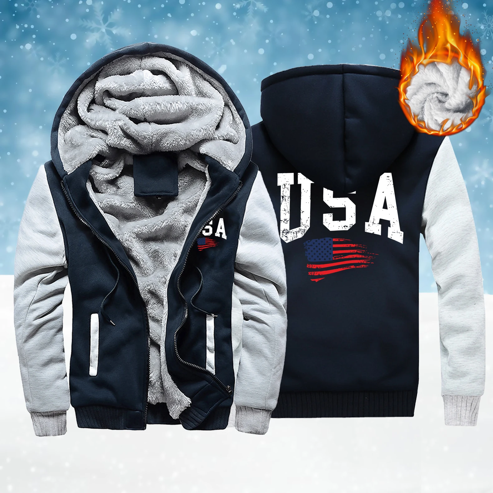 

Флетчатый национальный флаг США, мужской карман на молнии, Jcaket, свободные модные толстовки, флисовый утепленный топ, зимняя повседневная одежда унисекс