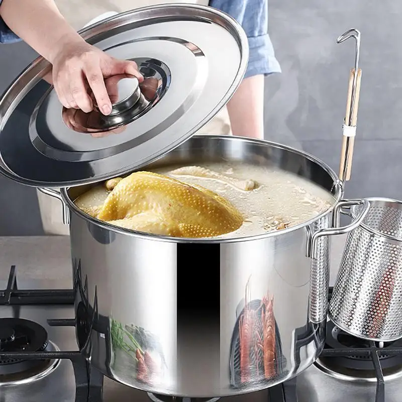 3.5/6.2/10L Stock Pot Soup Pot Stainless Steel Soup Bucket Cooking Pot Steamer Cookware Stew Pot Canning Pot Sauce Pot With Lid