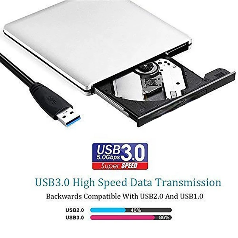 External Blu-Ray Burner Drive USB3.0 DVD Players 3D Slim Optical Drive Blu-Ray Writer Reader CD/DVD Burner