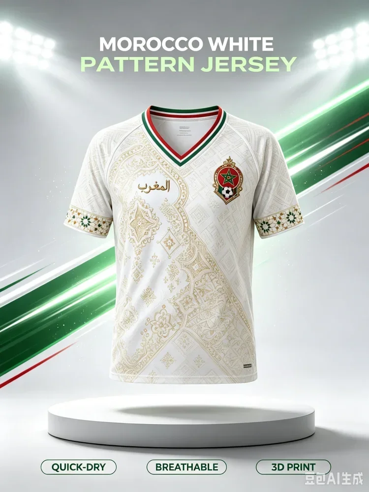 2027 Moroccan Flag Edition Fan Customized Casual Sports Quick Drying Breathable 3D Printed Tee For Family And Children's Wear