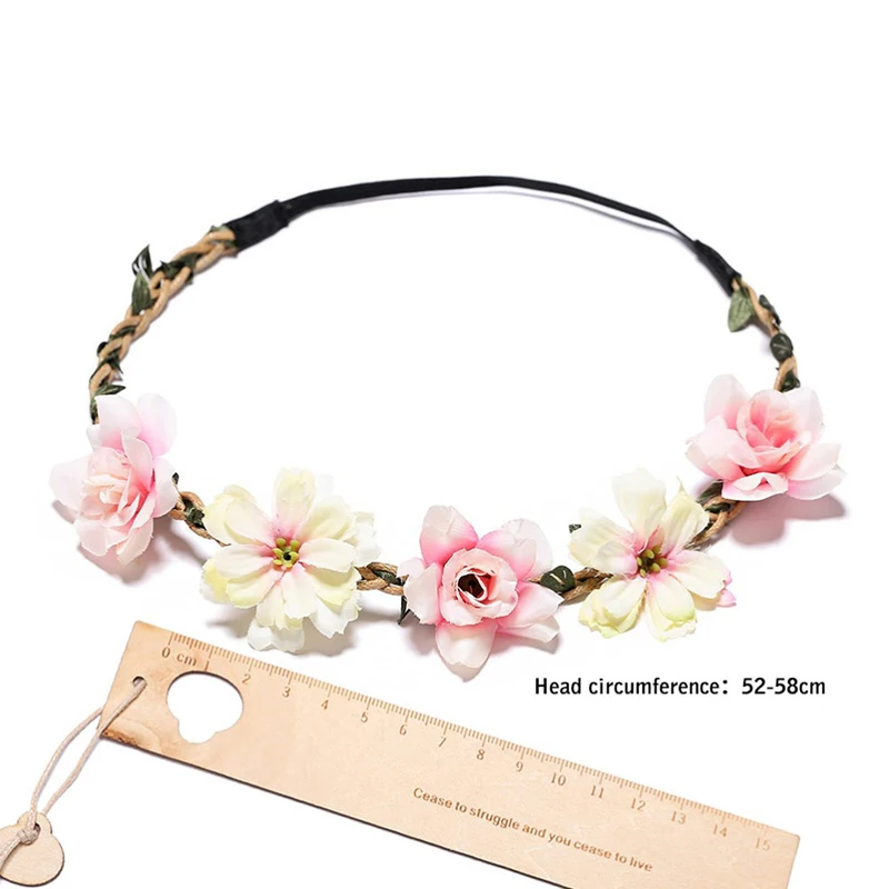 Hair Accessories Bride Flower Crown Hairband Rope Wedding Floral Headband Garland Girl Wreath Elastic Party Cosplay Headpiece