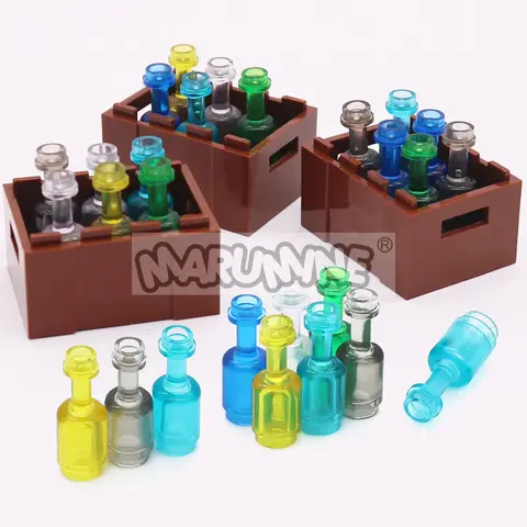 Marumine Mini Utensil Transparent Glass Bottle 1x1x2 Compatible with 95228 MOC Bricks Assembles Particles Building Blocks Parts