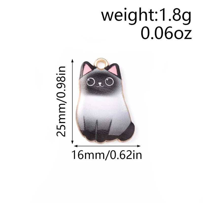 10 Stück gemischte Cartoon-Tier-Anhänger, Emaille-Katzen-Anhänger für die Herstellung von Halsketten, Ohrringen, Armbändern, DIY-Bastelarbeiten, Schmuckzubehör – Detail 9