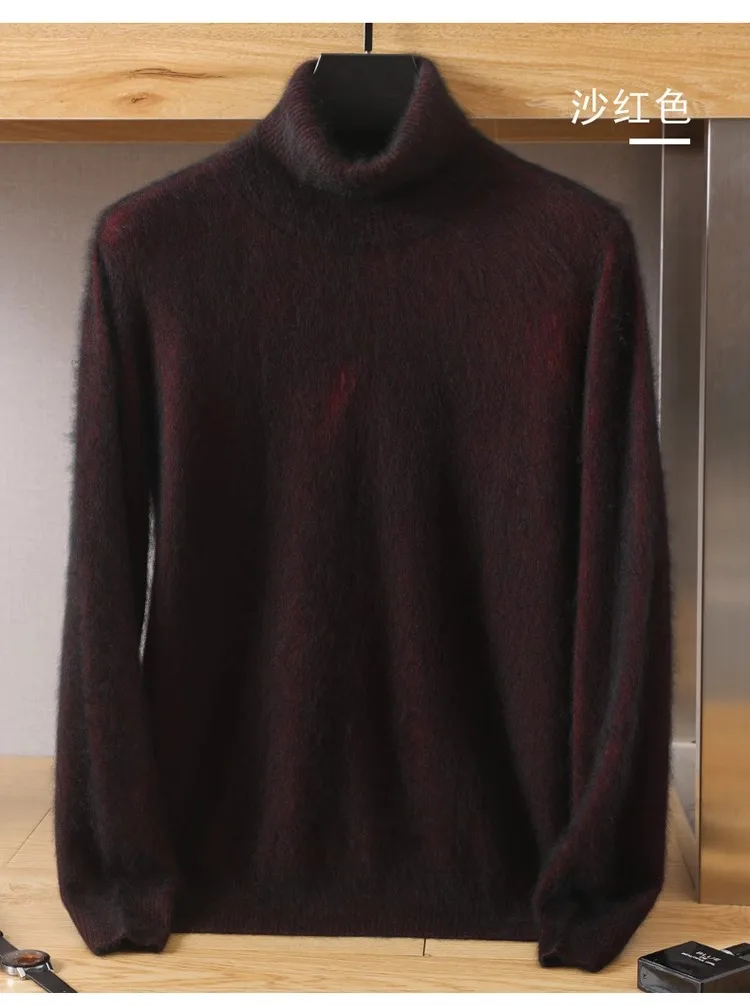 Herren-Pullover aus 100 % reinem Nerz-Samt-Kaschmir mit hohem Revers, gestrickt, für den Winter, neue Oberteile, langärmelige High-End-Pullover – Detail 22