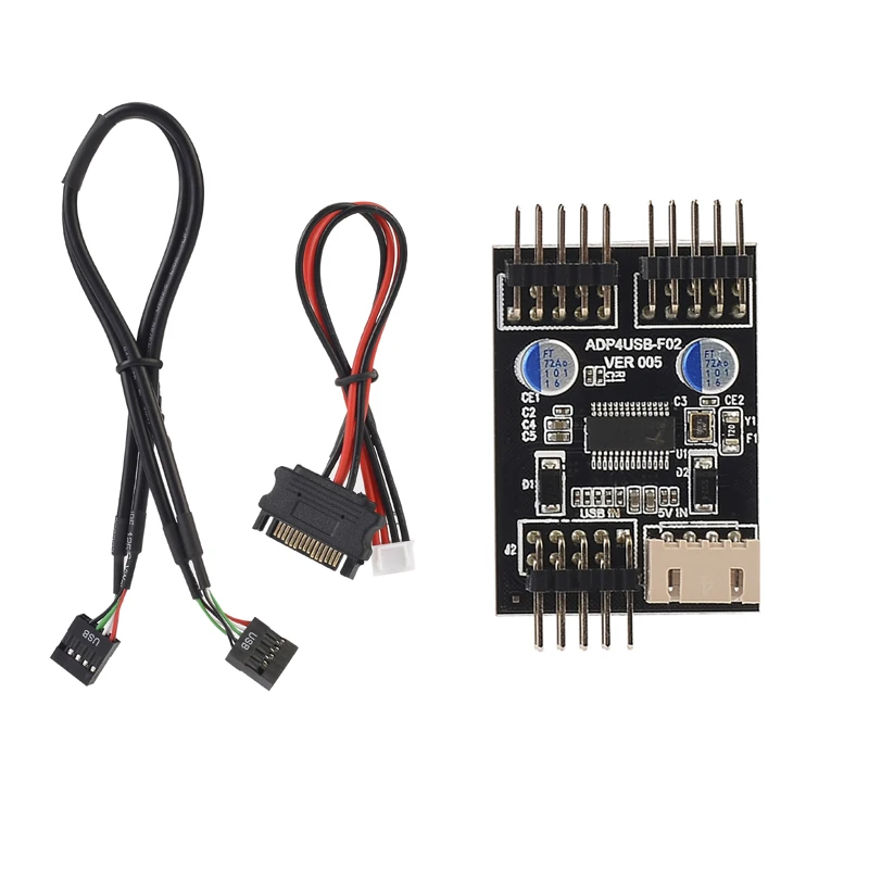 9pin USB Conector 1 a 2 USB Cabo de Extensão USB HUB USB2.0 9Pin Header Conector Adaptador Porta Multiplicador com SATA Cabo De Alimentação