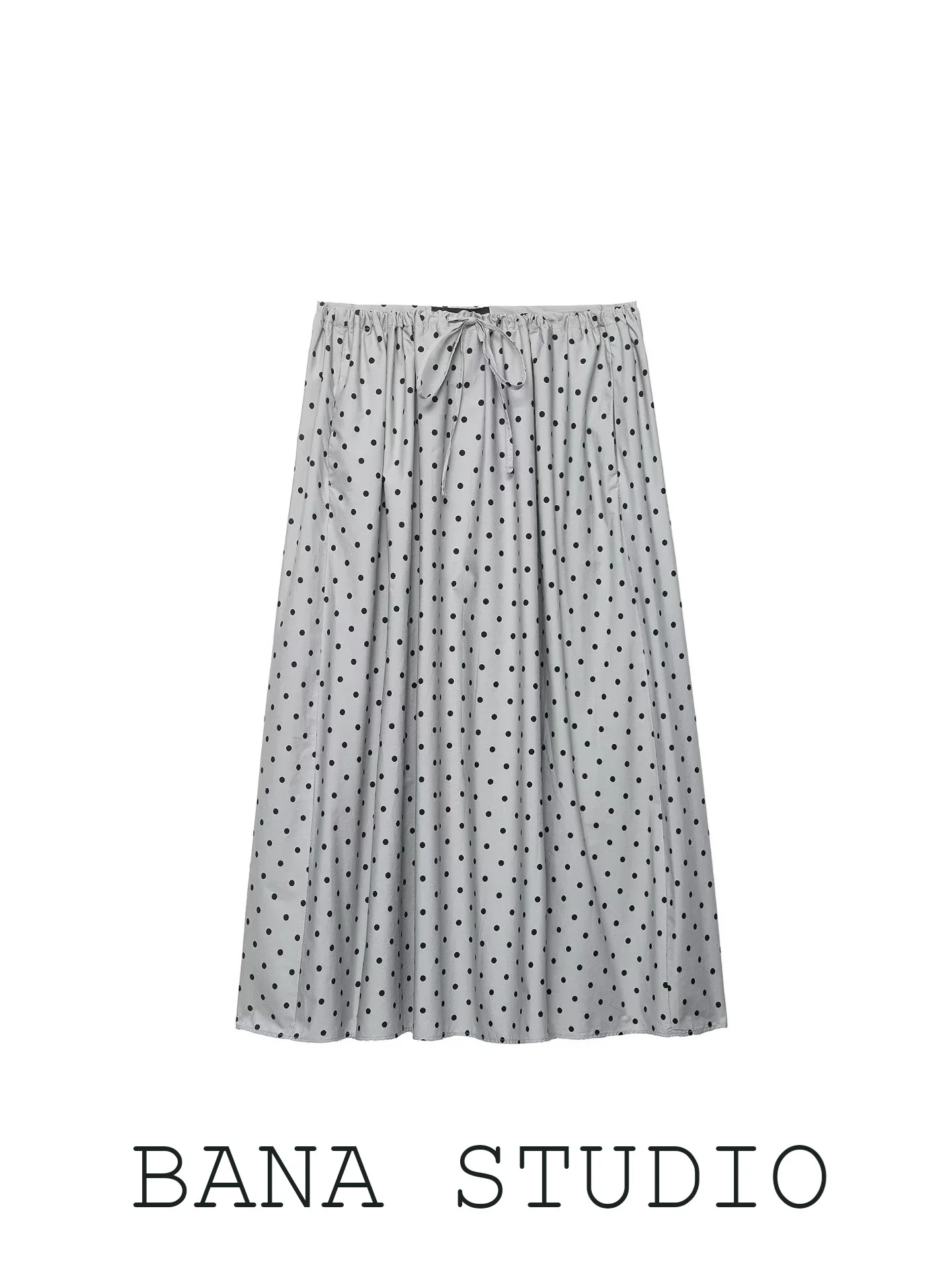 

BANA High Waist A-Line Skirt Women's Spring Summer Casual Polka Dot Drawstring Skirts City Commute Daily Wear