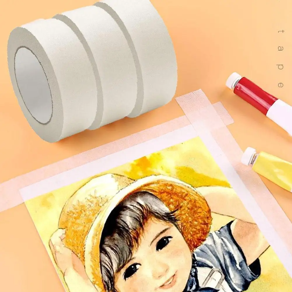5 ซม.* 50 M สีขาวพื้นผิวกระดาษเทปสีสเปรย์ Masking ซีล Self กาวกันน้ําสําหรับภาพวาดศิลปะ Sketch รถ DIY กระดาษ